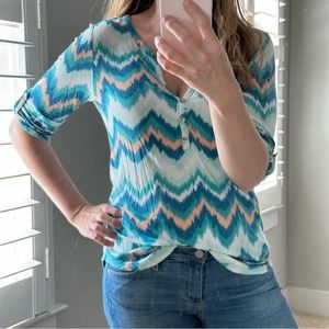 Chevron Teal Green Top Size Small NWT